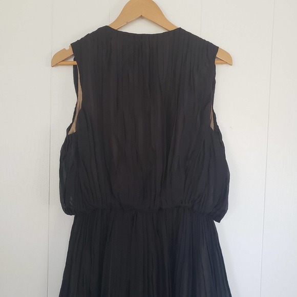 Robert Rodriguez Black Silk Lace Strapless Pleated Dress Size 8 Medium V Neck - Picture 9 of 10